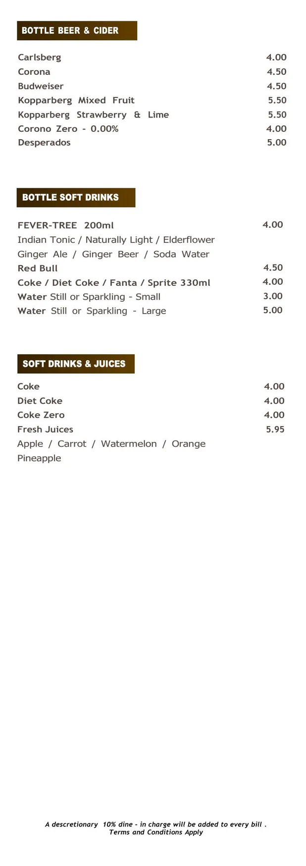 Namour Hounslow menu, page 15