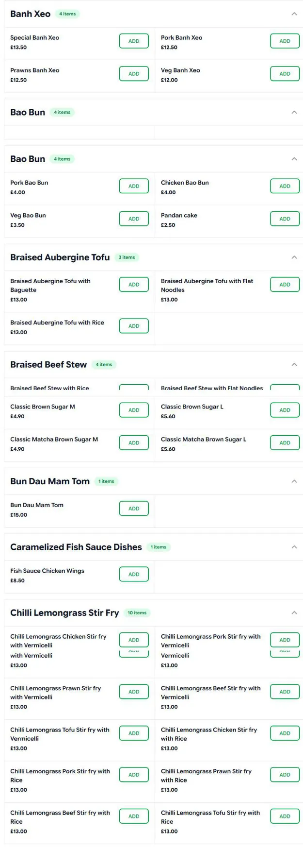 Hanoi Eats menu, page 2
