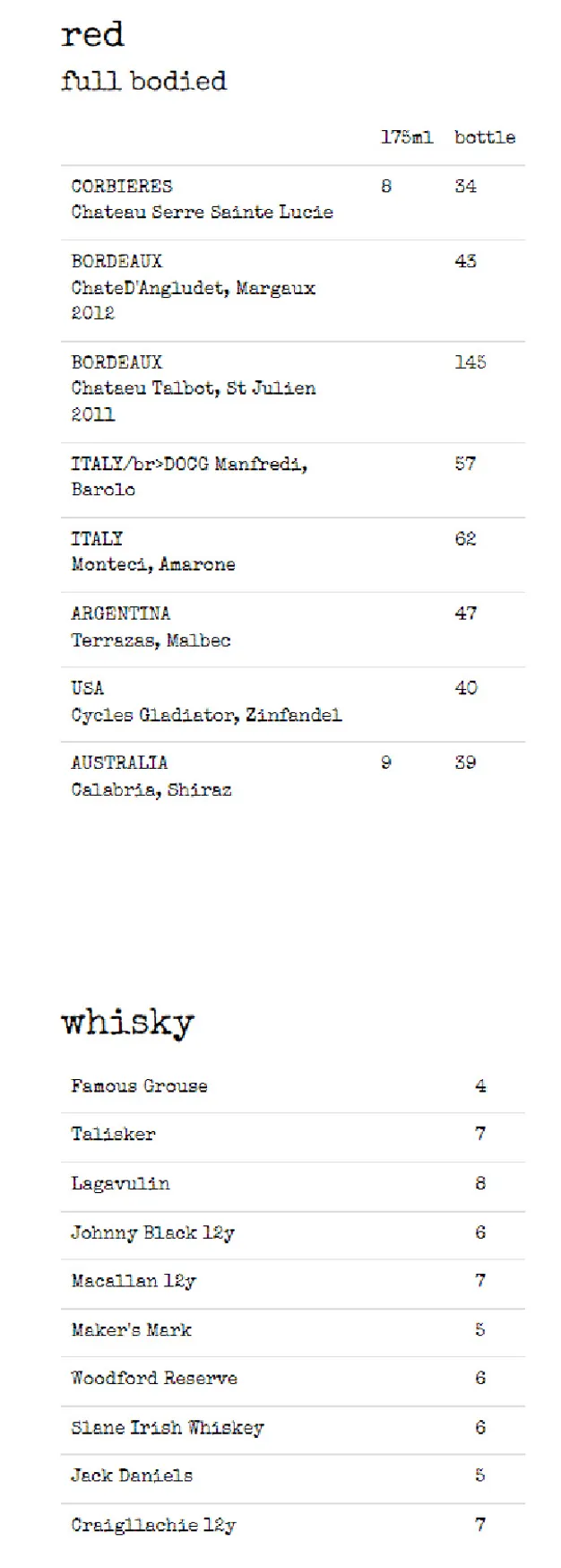 Be-stro menu, page 6