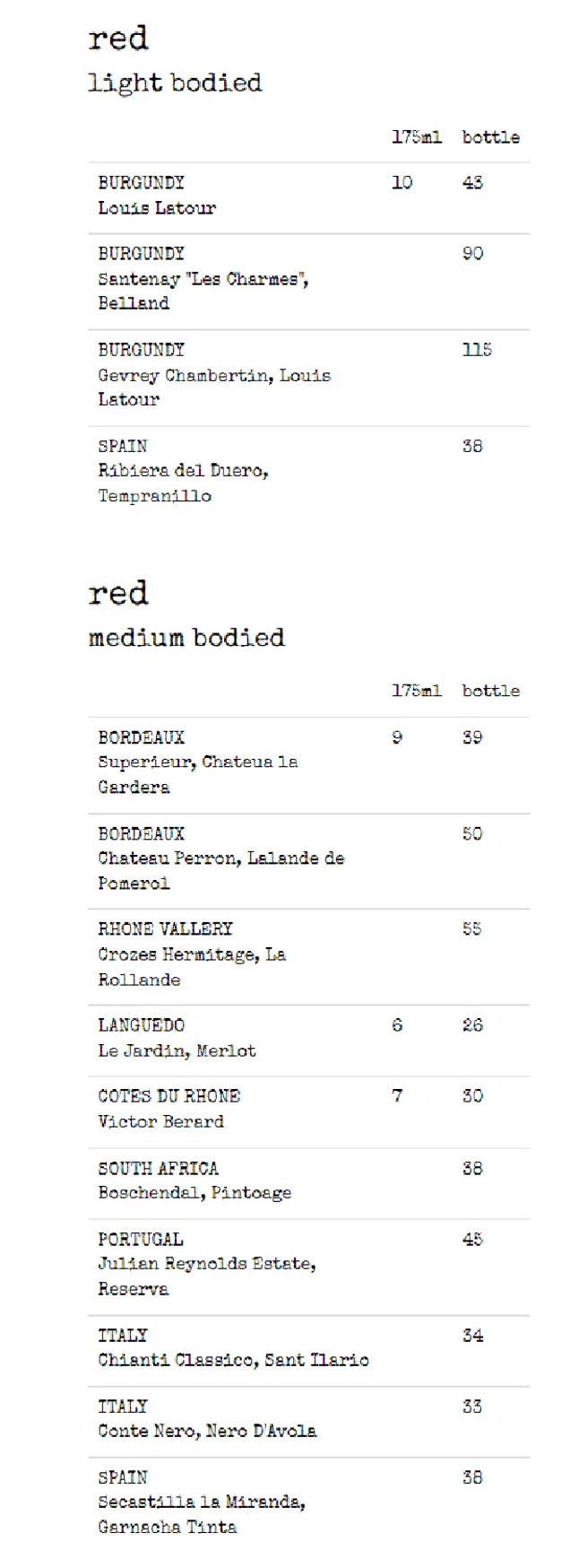 Be-stro menu, page 5