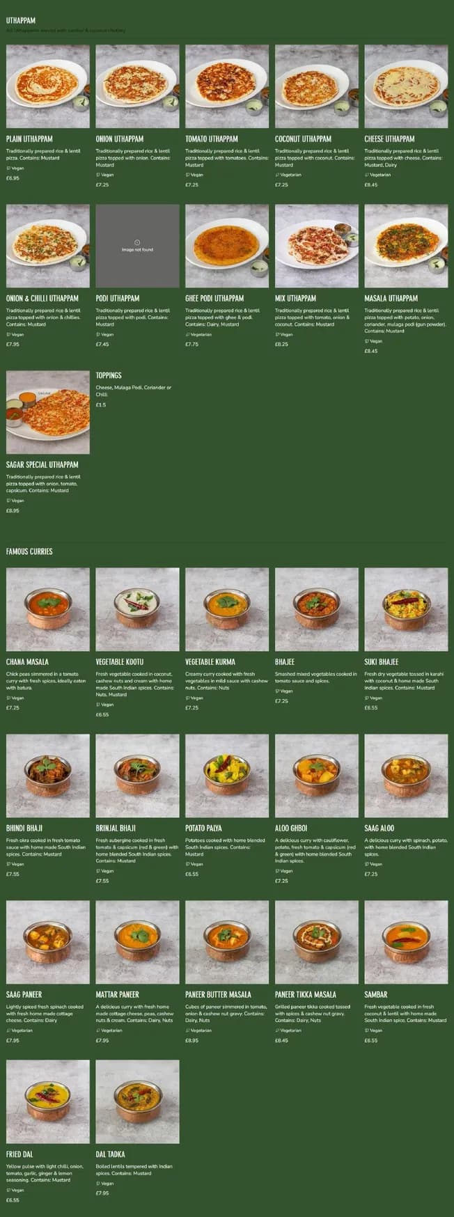 Sagar menu, page 4