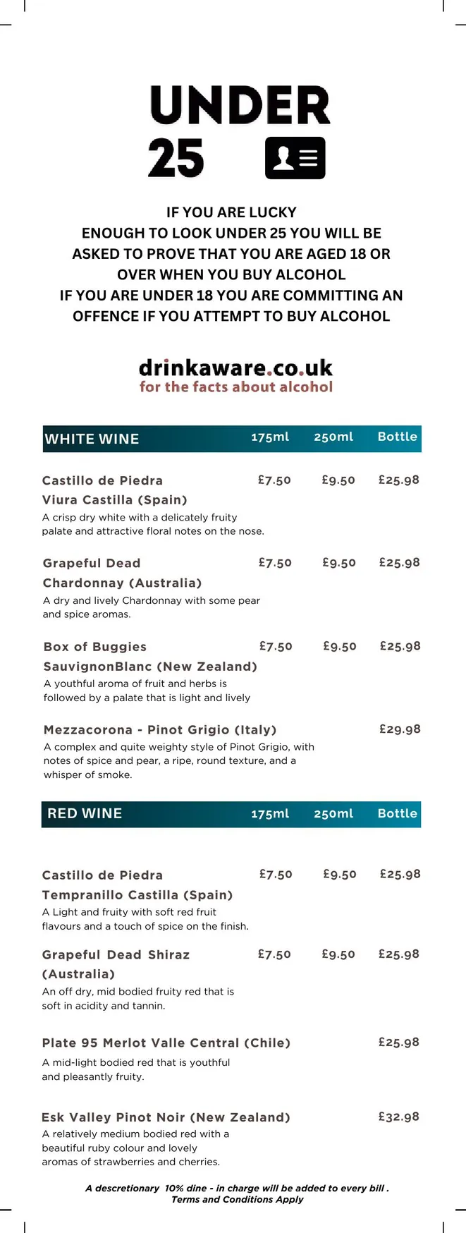 Carlton Lounge menu, page 10