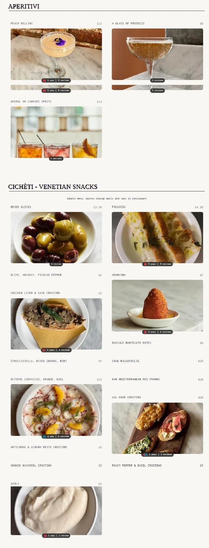 POLPO menu, page 1