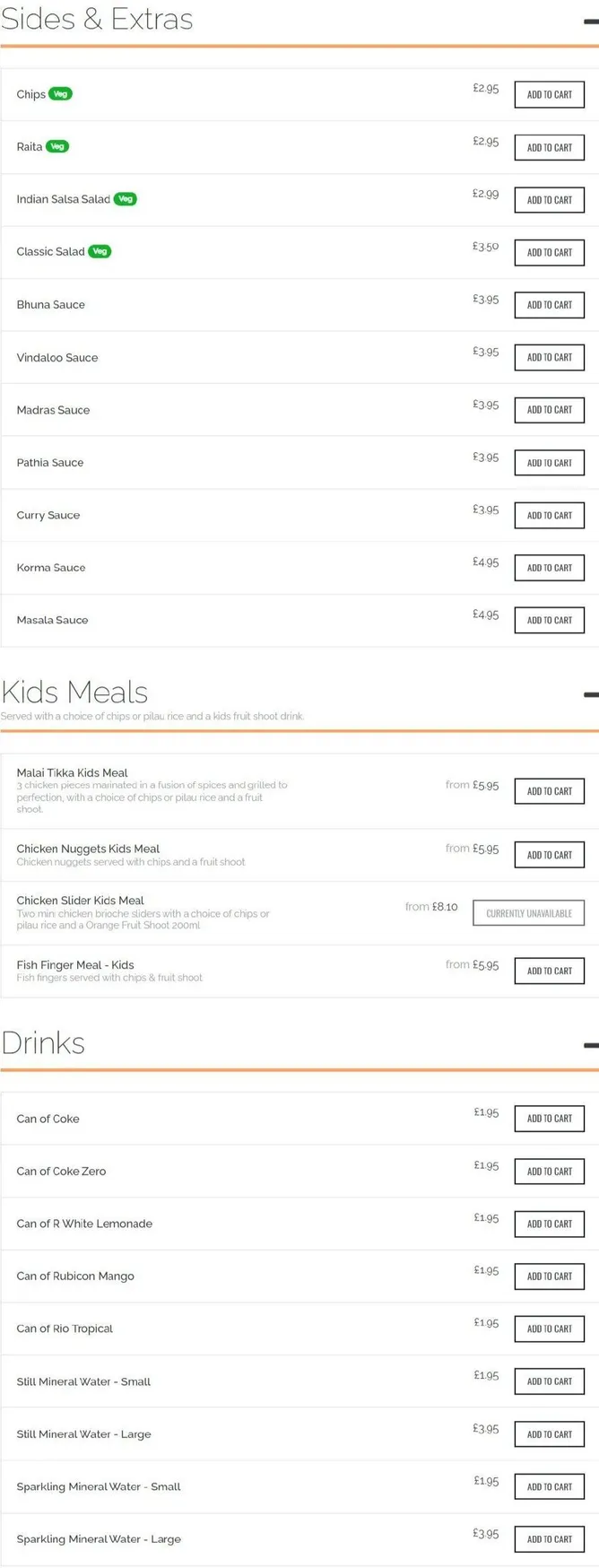 The Clove menu, page 8