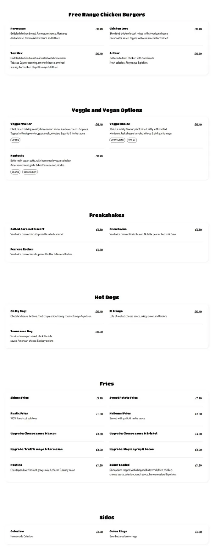 Lazy Fox menu, page 2
