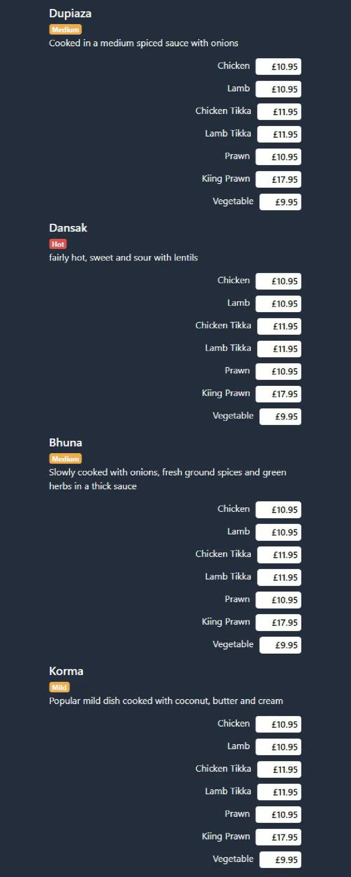 Raj Bari menu, page 7