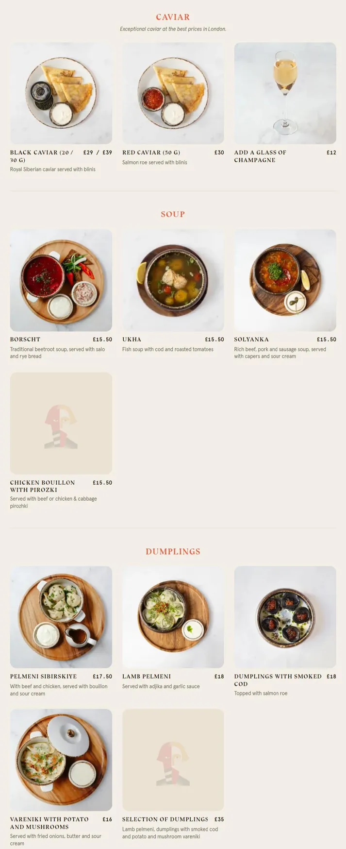 ZIMA Soho menu, page 3