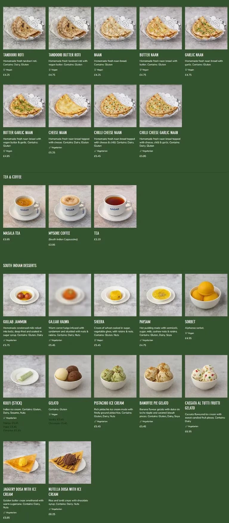 Sagar menu, page 6