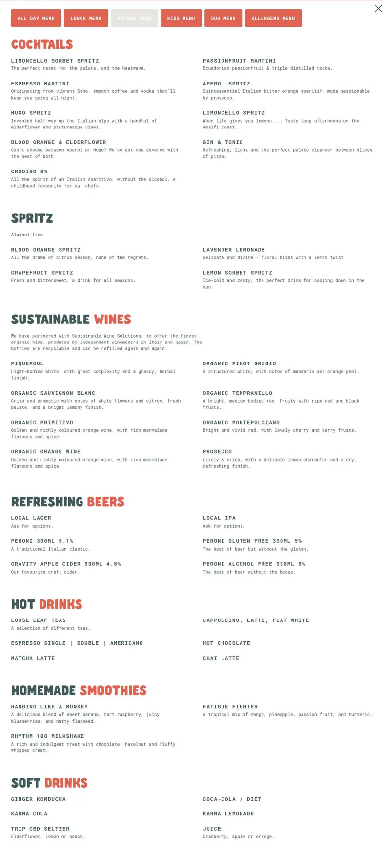 Purezza menu, page 4