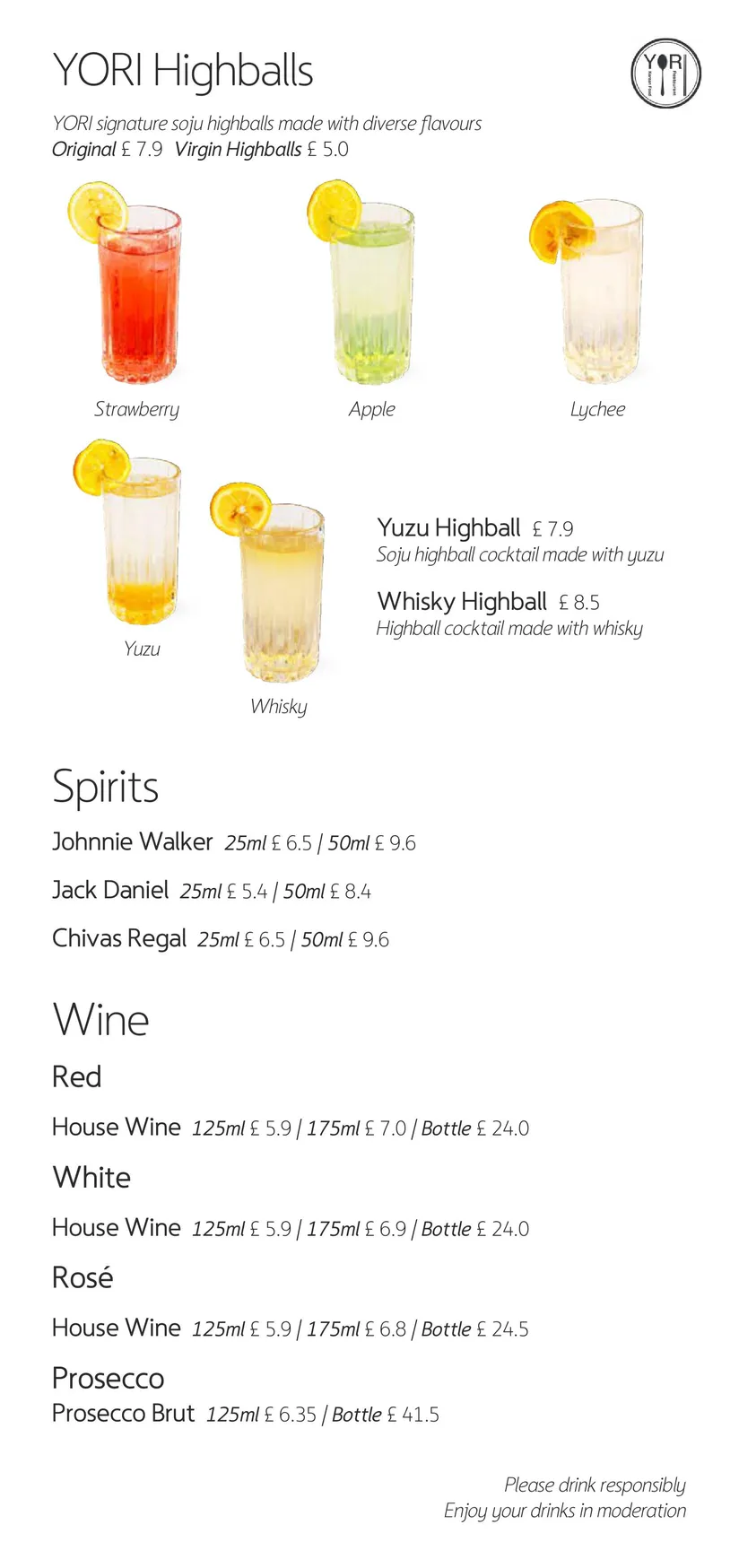 YORI Wimbledon menu, page 8