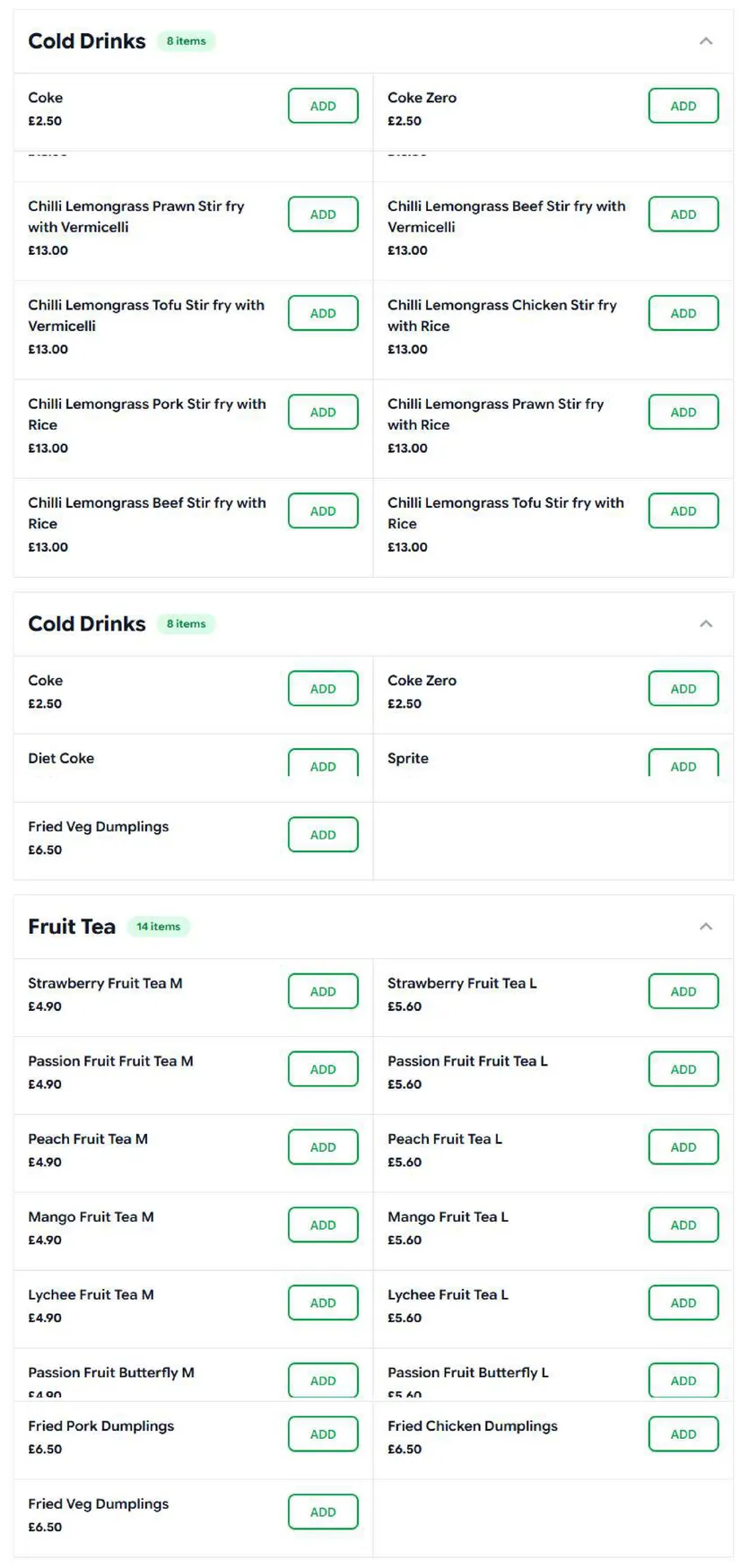 Hanoi Eats menu, page 3