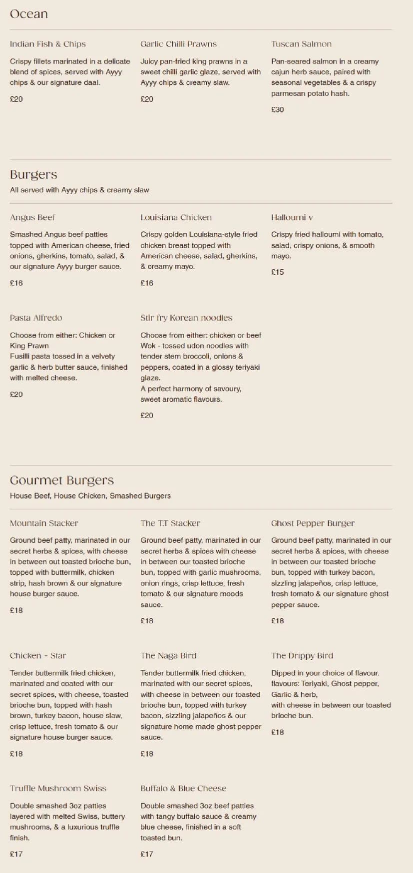 AYYY Lounge menu, page 4