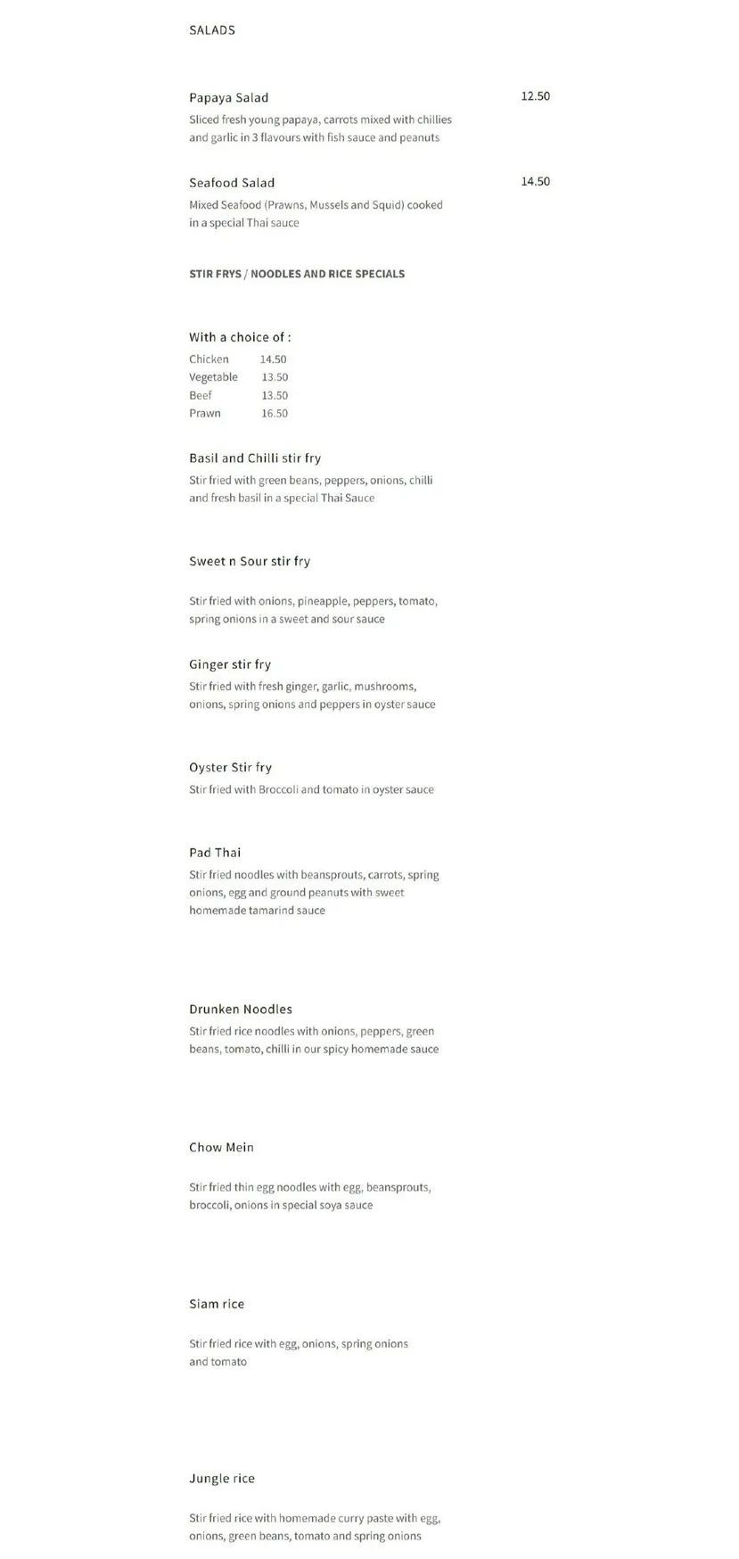 Chilli & Mango menu, page 3