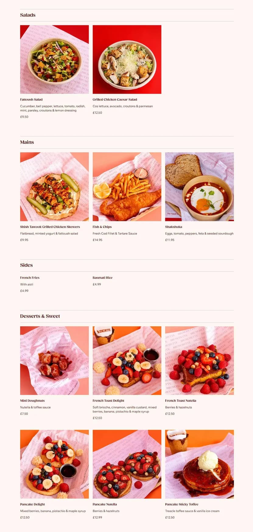 Brunchette menu, page 2