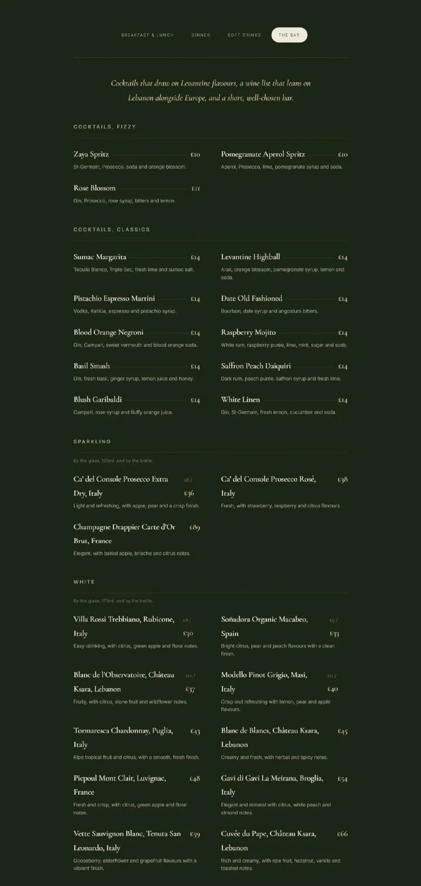 Zaya menu, page 7