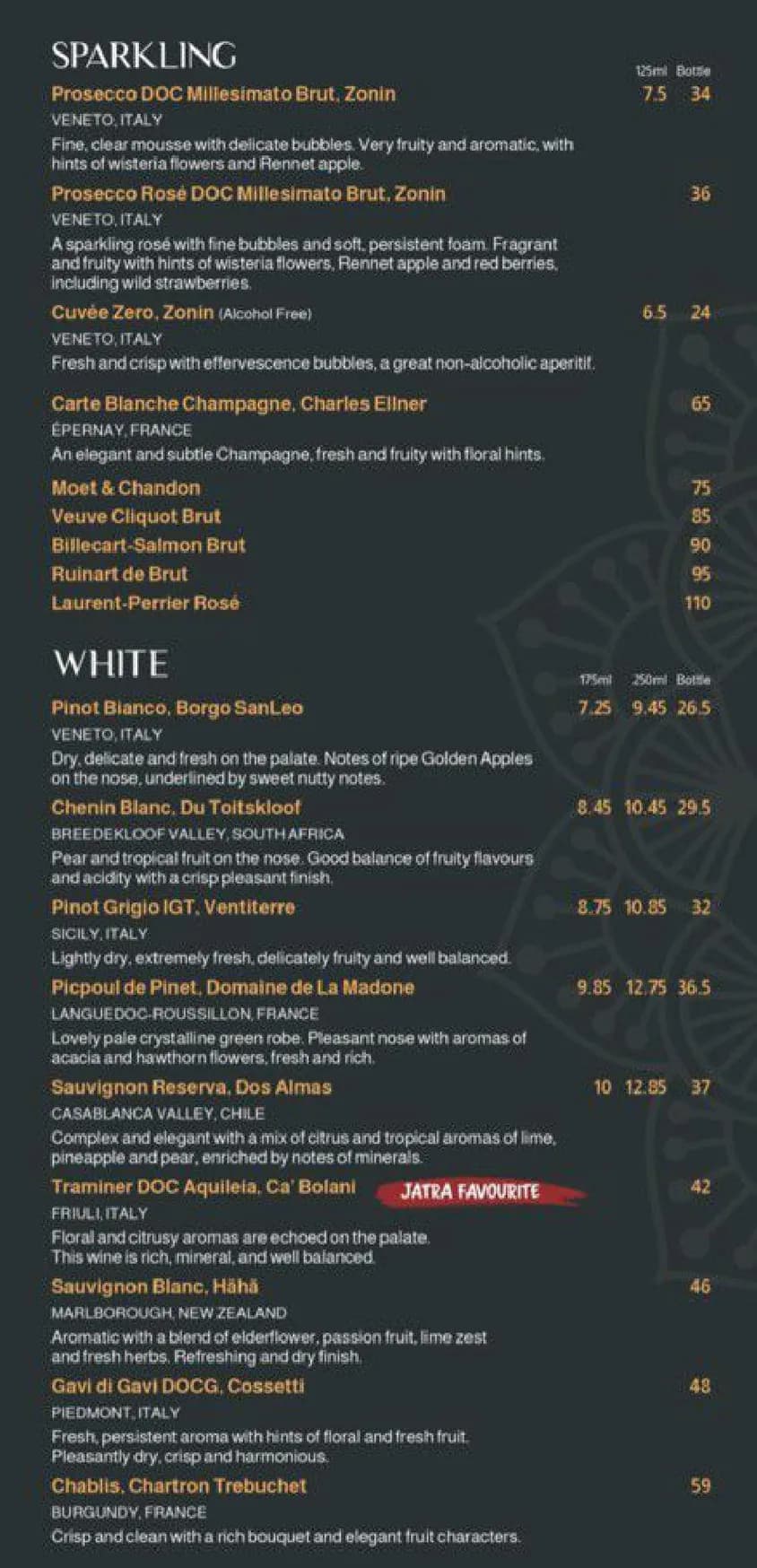 Jatra Restaurant menu, page 6