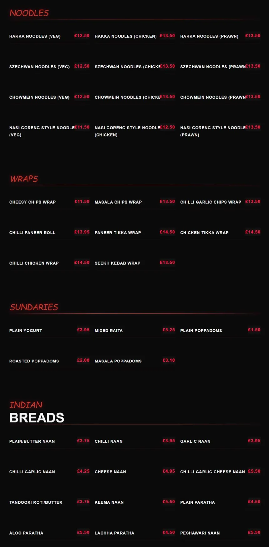 Sugar & Spice Lounge menu, page 3