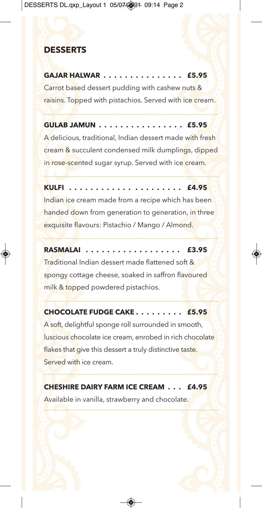 Sangam Didsbury menu, page 4