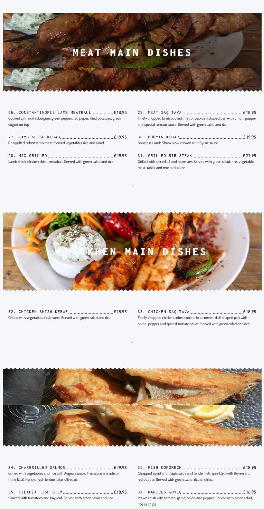 Constantinople menu, page 2