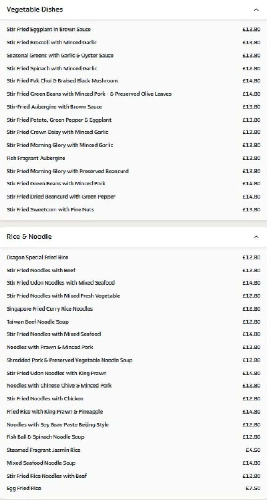 Oriental Dragon menu, page 8