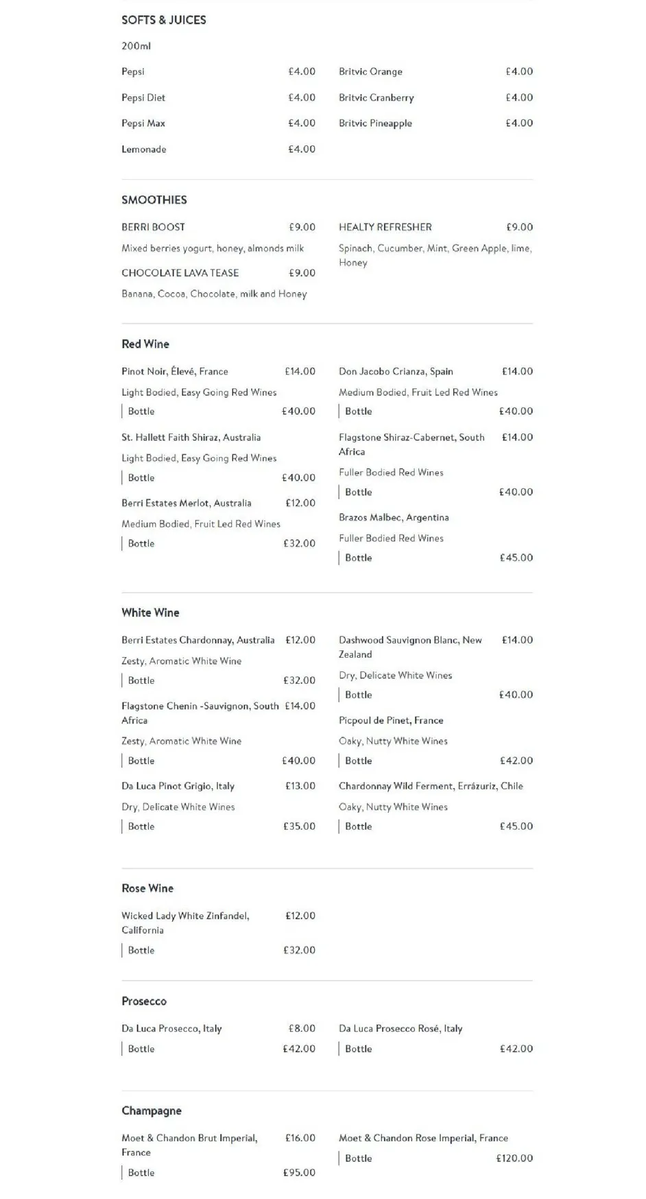 Kenny's menu, page 4