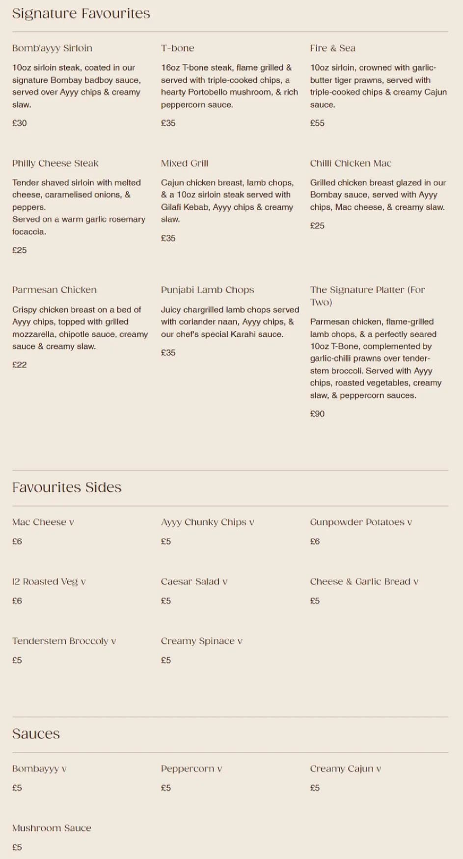 AYYY Lounge menu, page 5