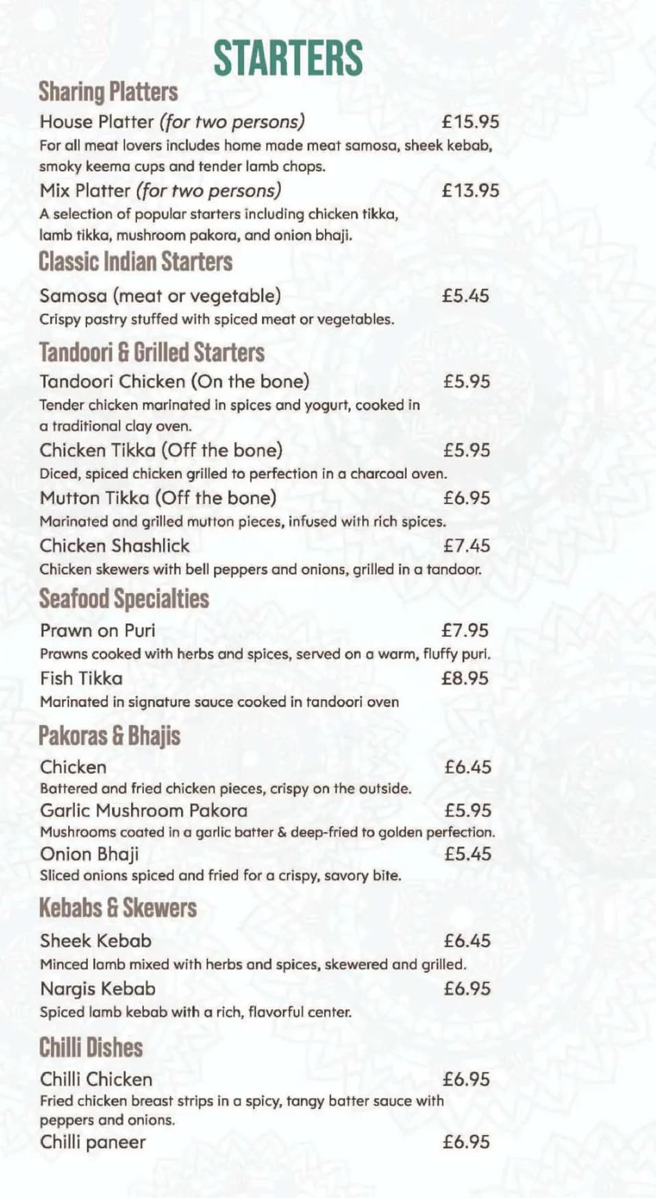 Westbourne Tandoori menu, page 2