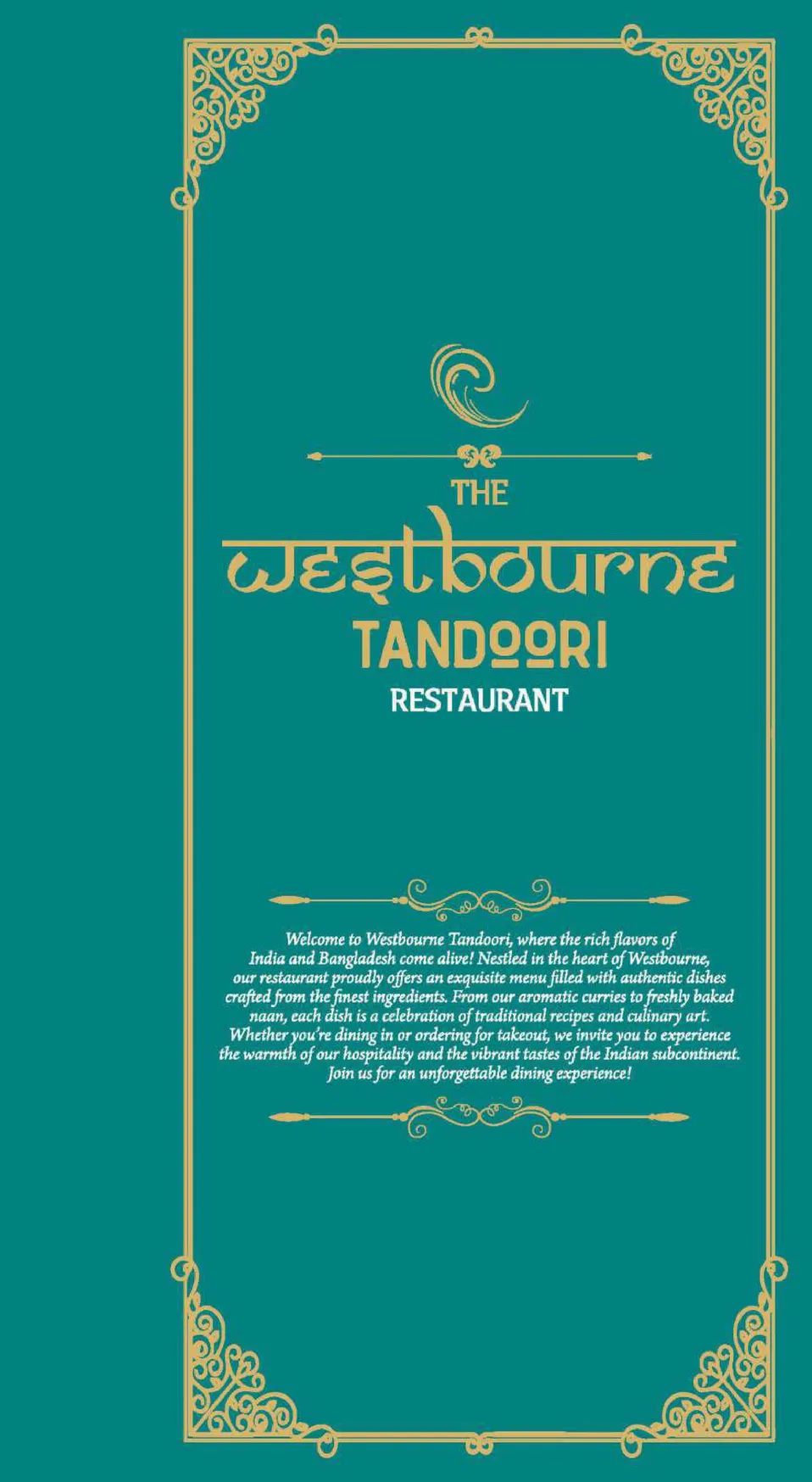 Westbourne Tandoori menu, page 1