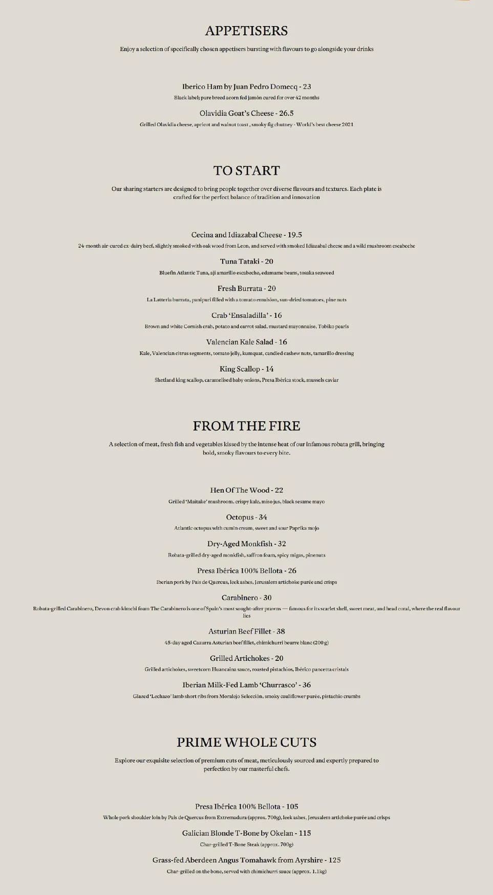 Arros QD menu, page 1