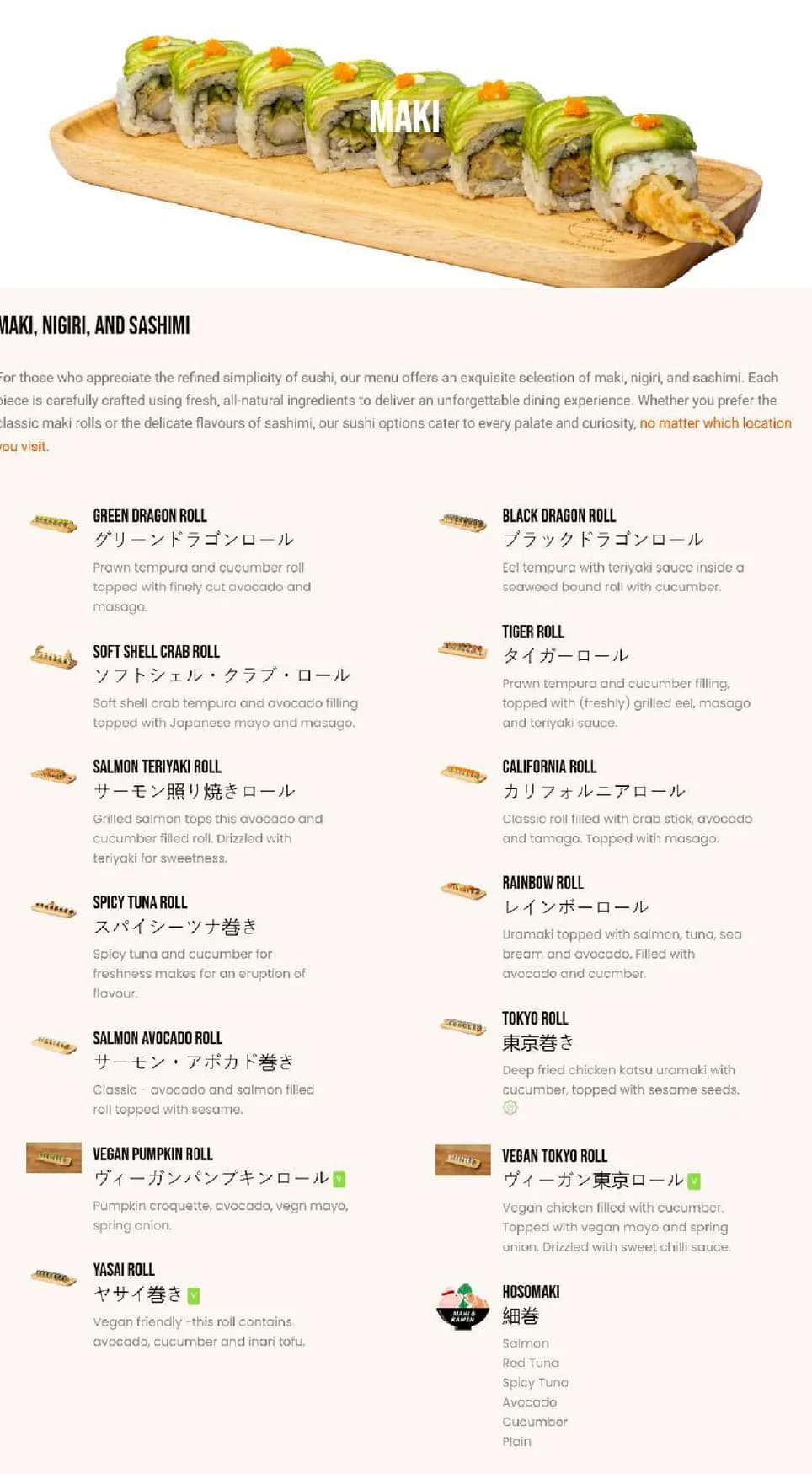 Maki & Ramen Soho menu, page 4