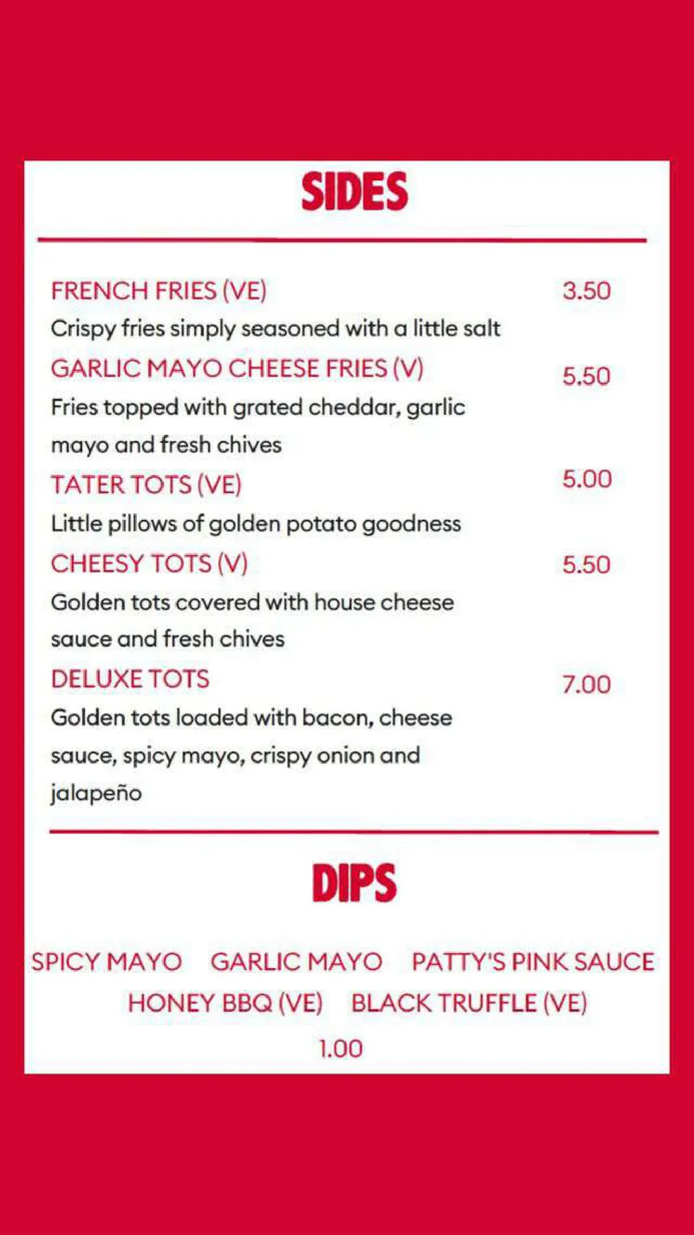 Patty Guy menu, page 2