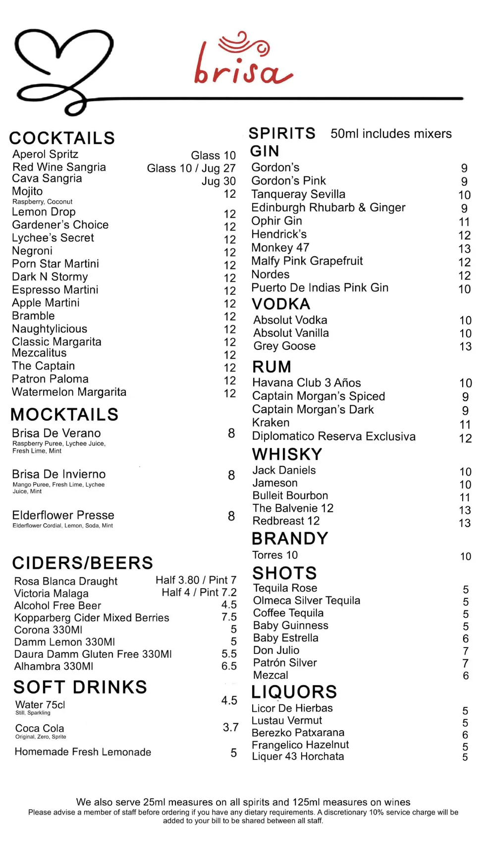 Brisa Tapas & Bar menu, page 3