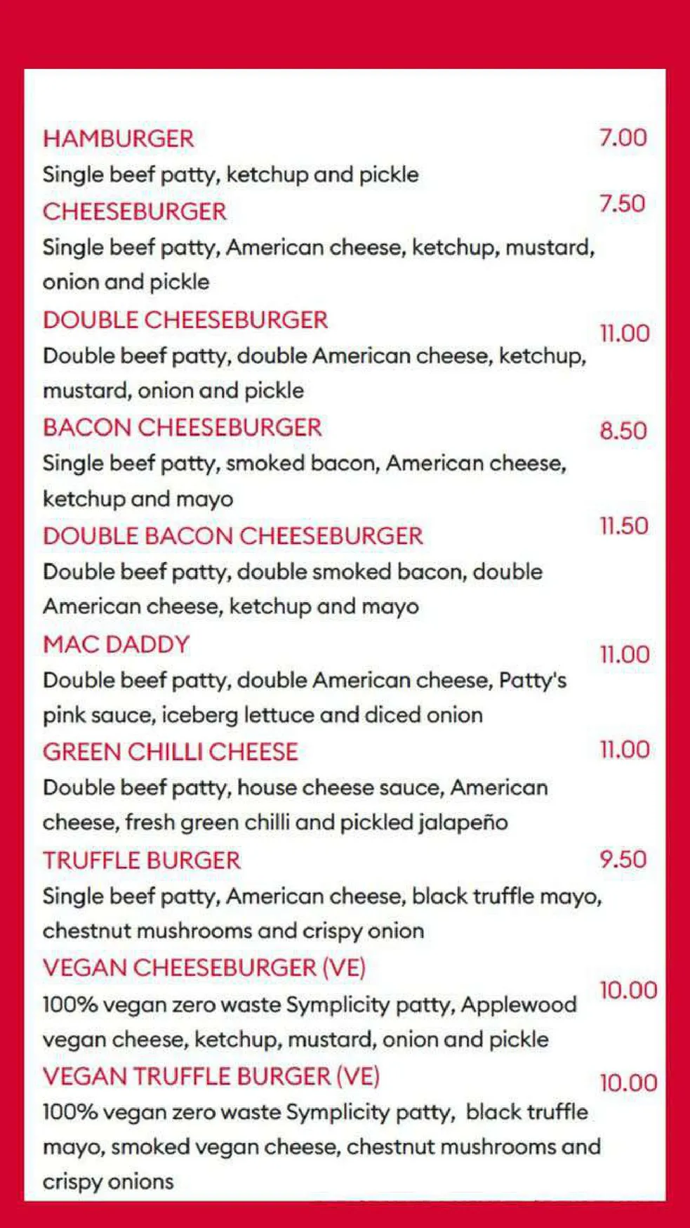 Patty Guy menu, page 1