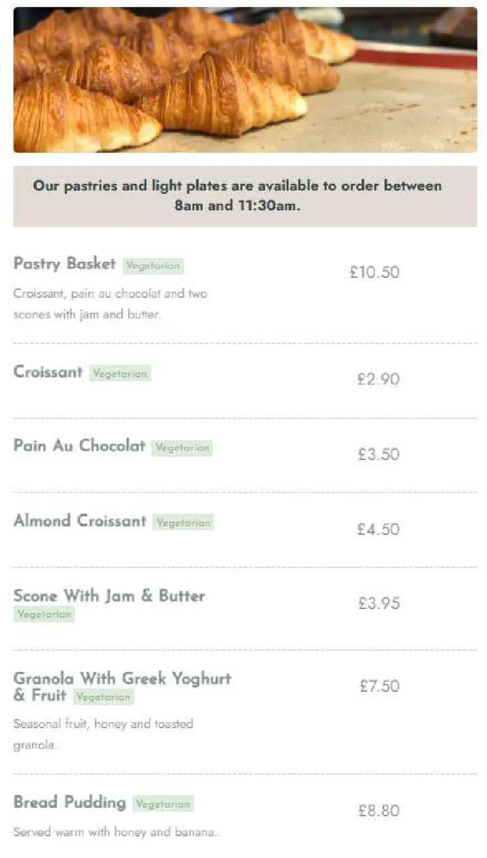 Galleria menu, page 1