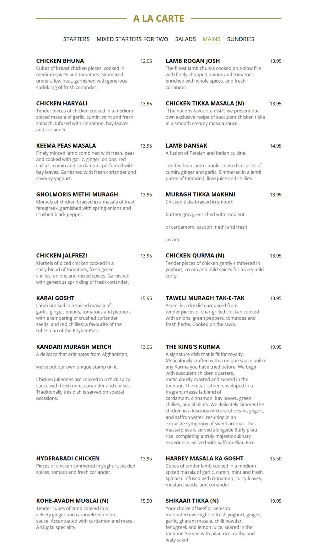 Chutney Ivy menu, page 4