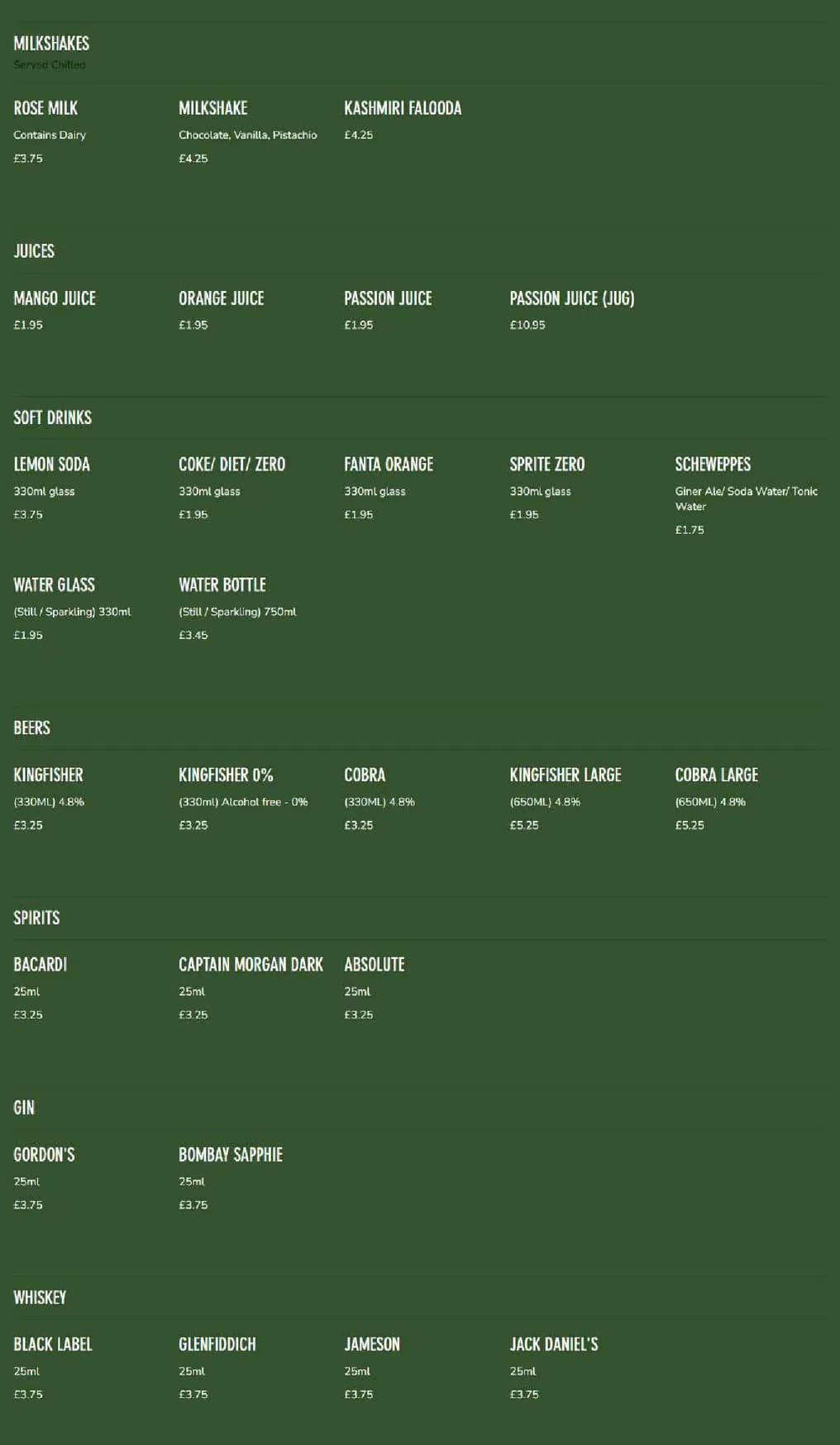 Sagar menu, page 9