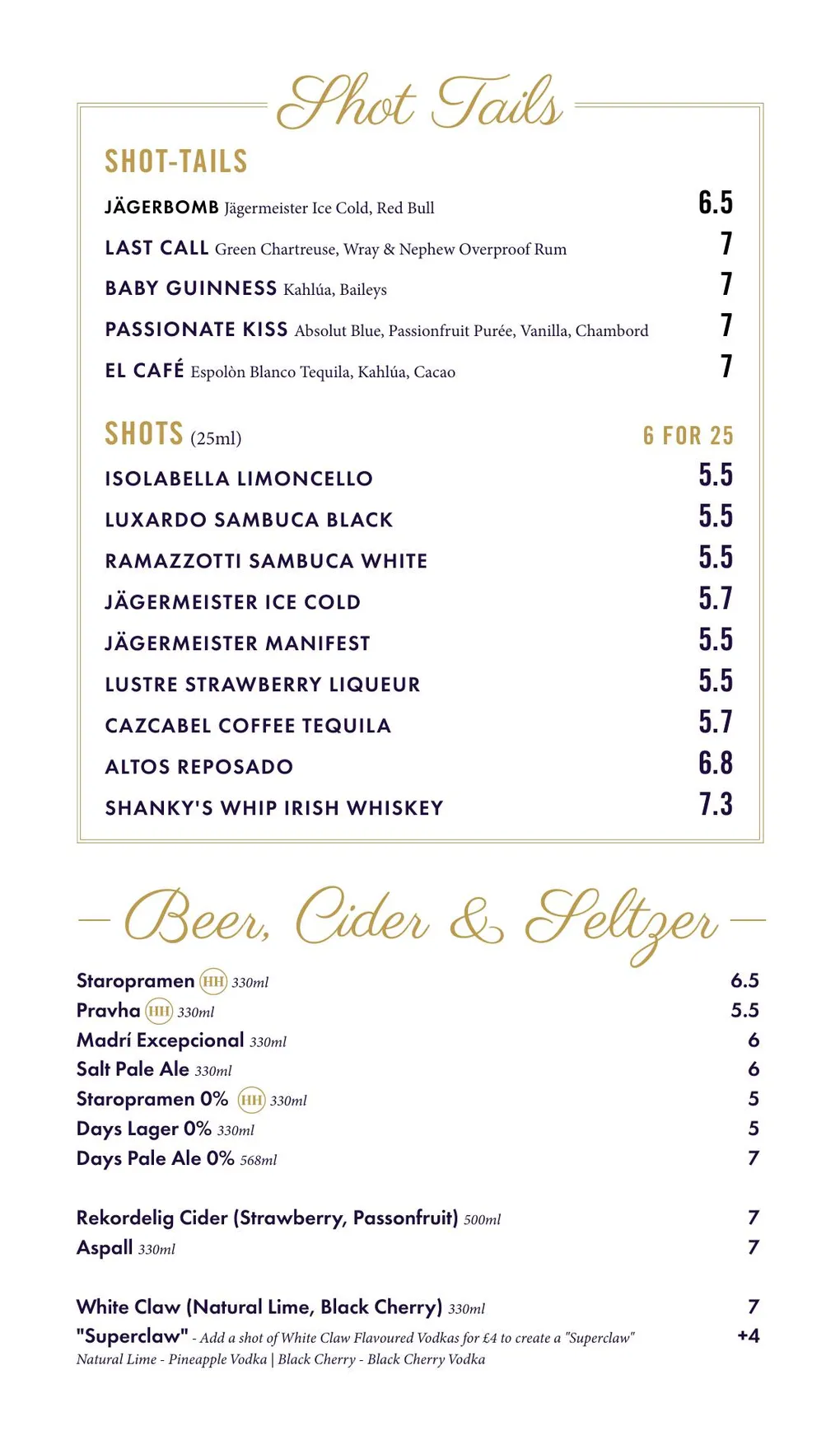 Dirty Martini menu, page 13