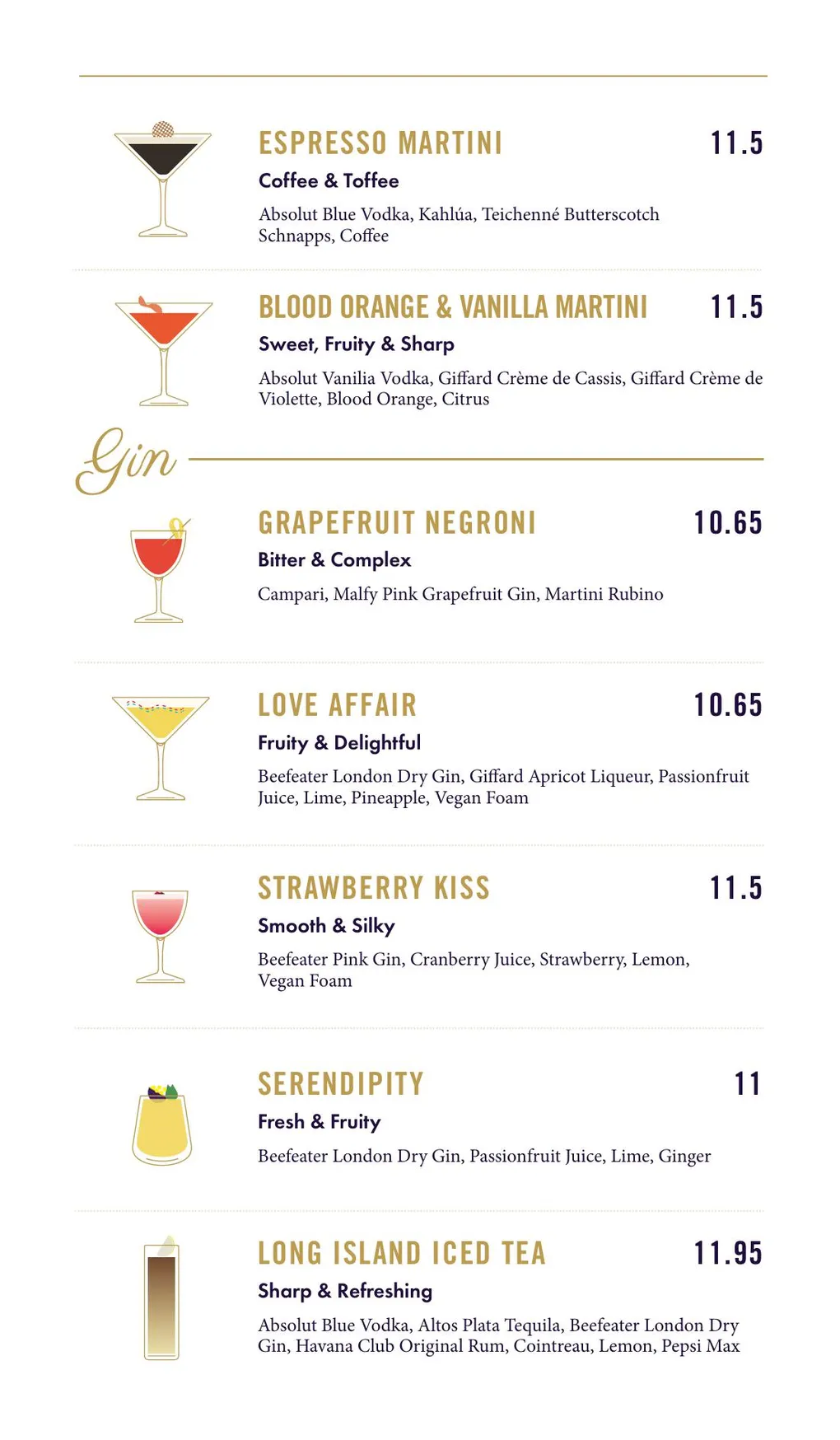 Dirty Martini menu, page 8
