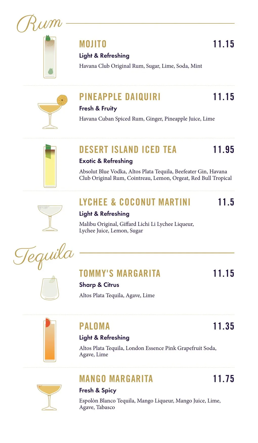 Dirty Martini menu, page 9