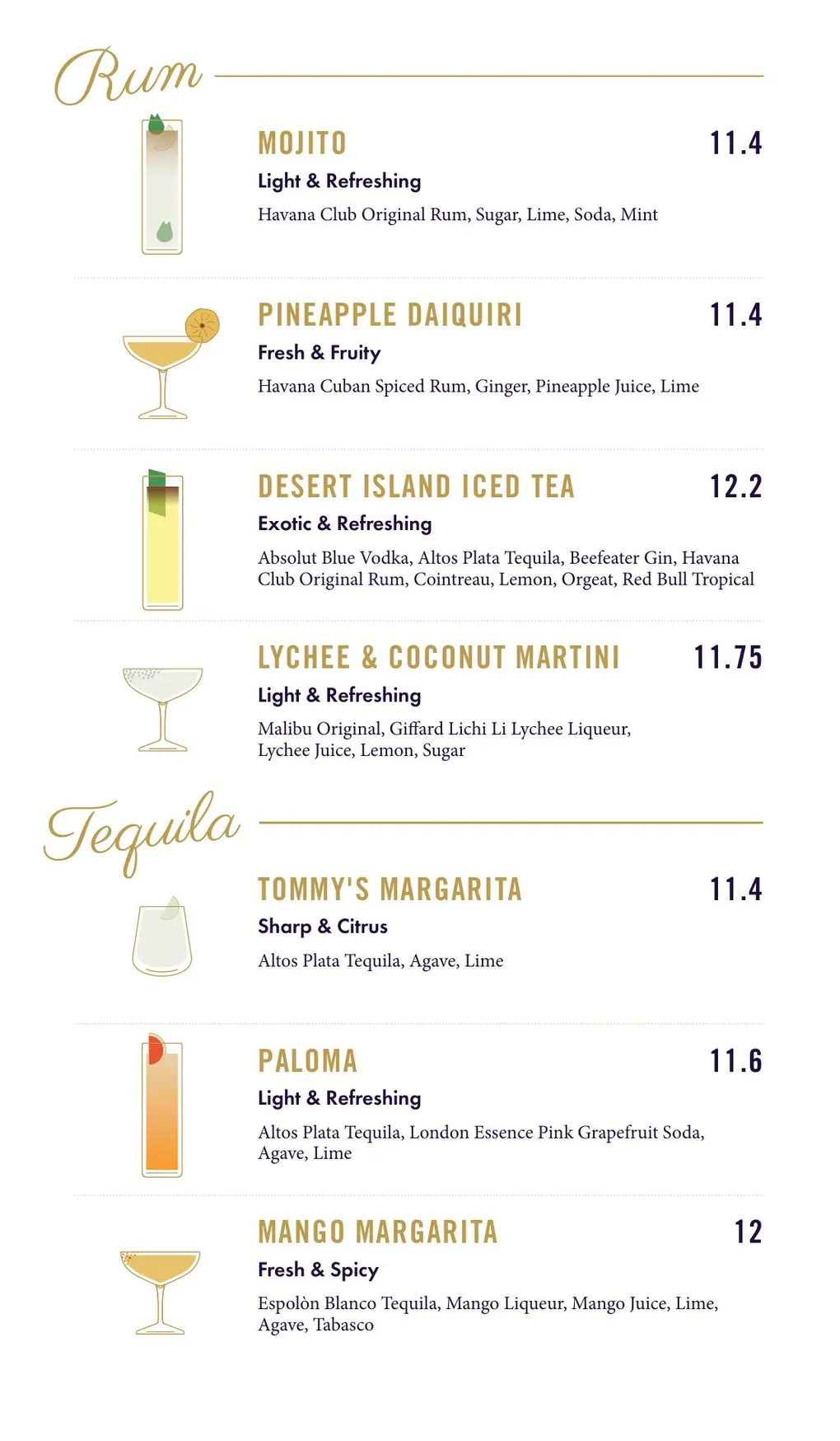 Dirty Martini menu, page 9