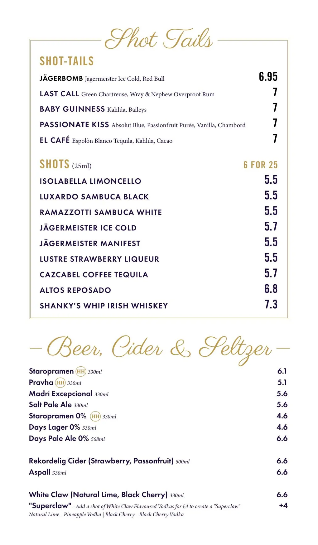 Dirty Martini menu, page 13