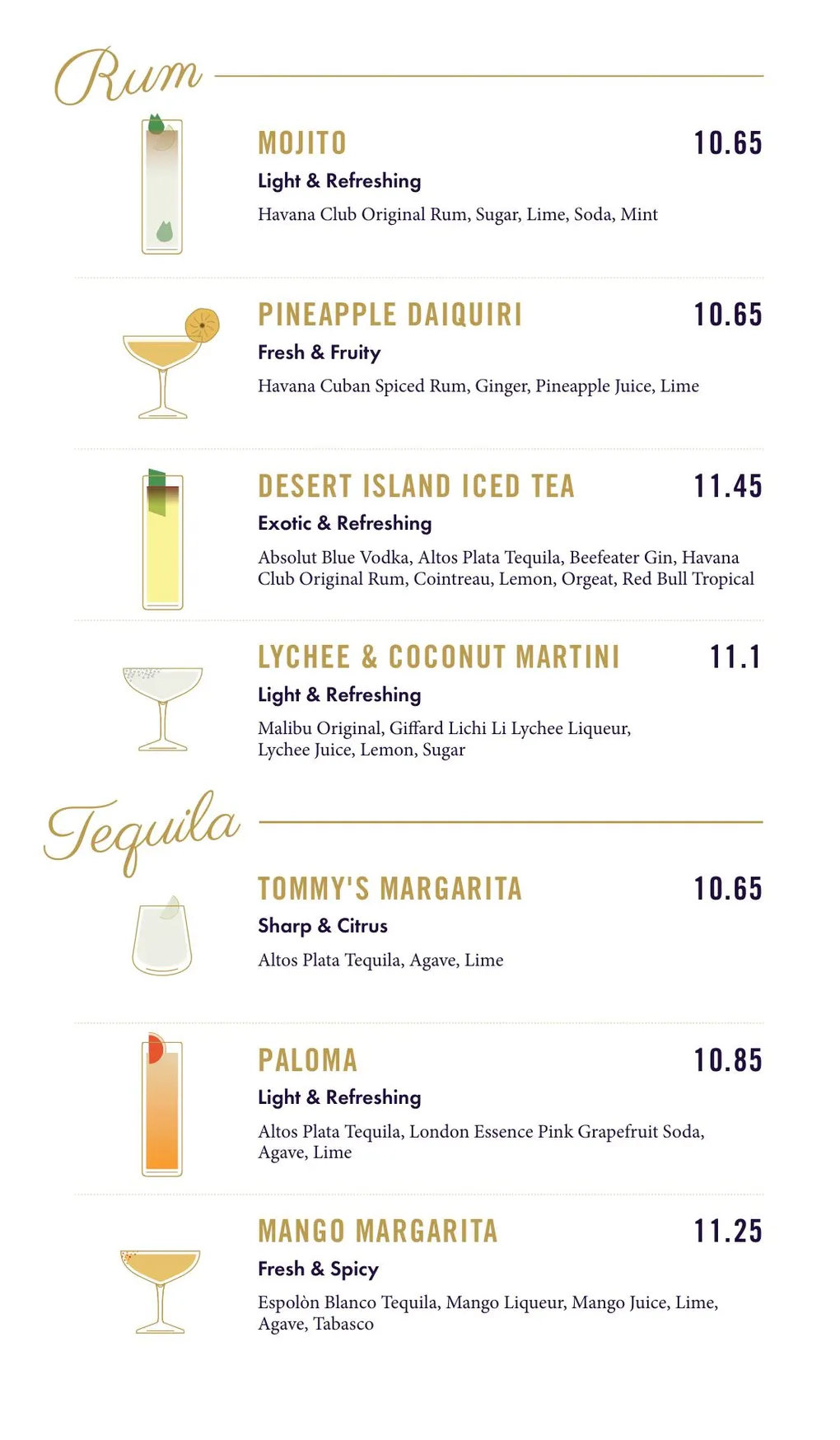 Dirty Martini menu, page 9