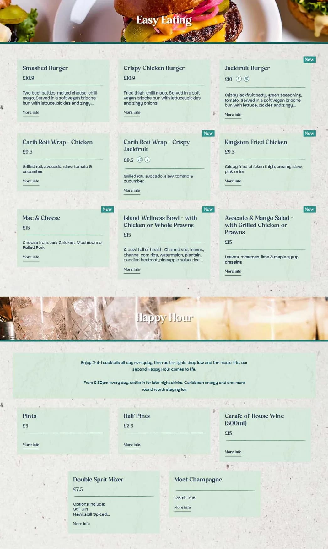 Turtle Bay menu, page 2