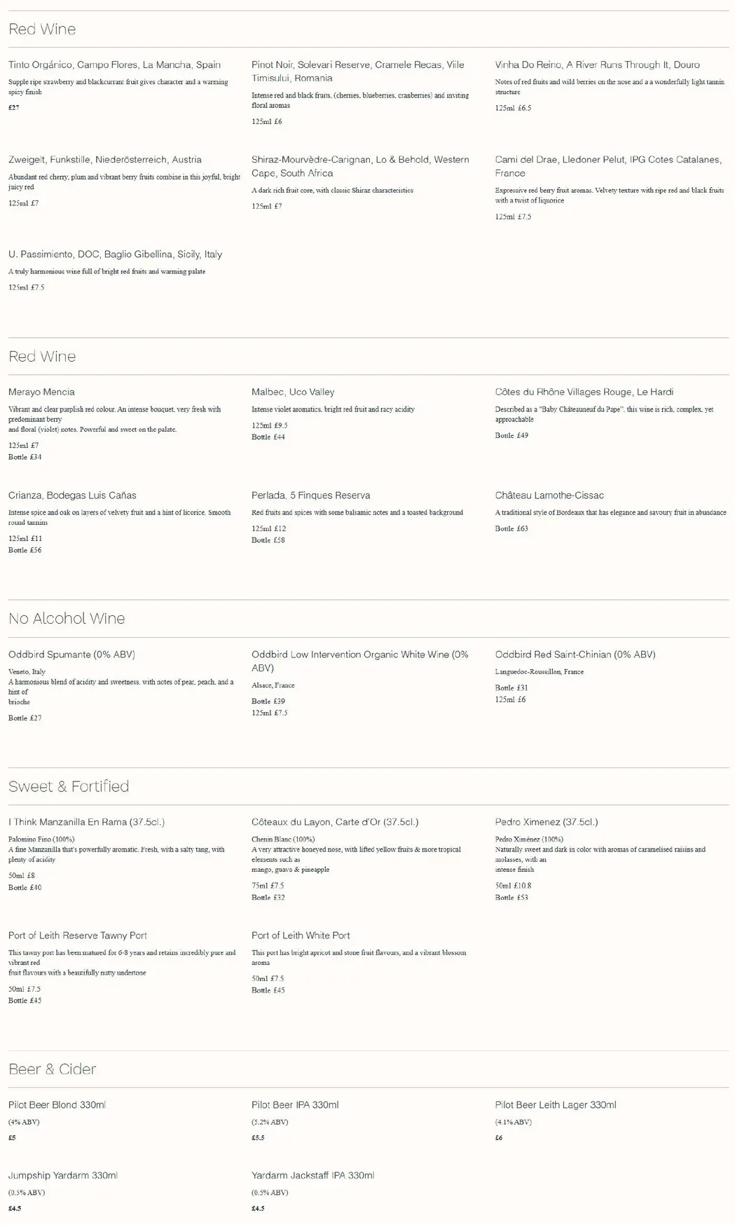 Piccalilli menu, page 2