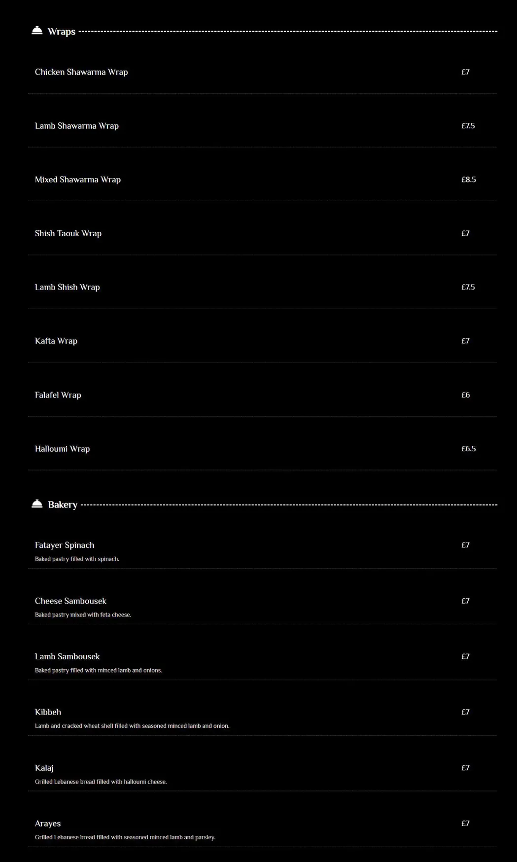 Lebanese Gardens menu, page 4