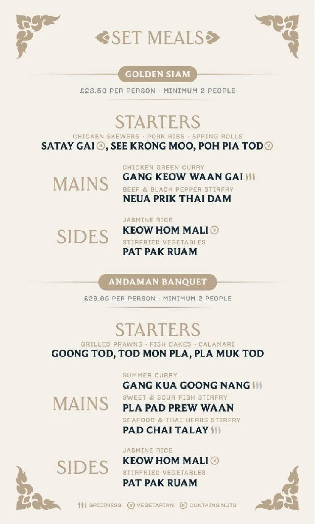 Praya Thai menu, page 1