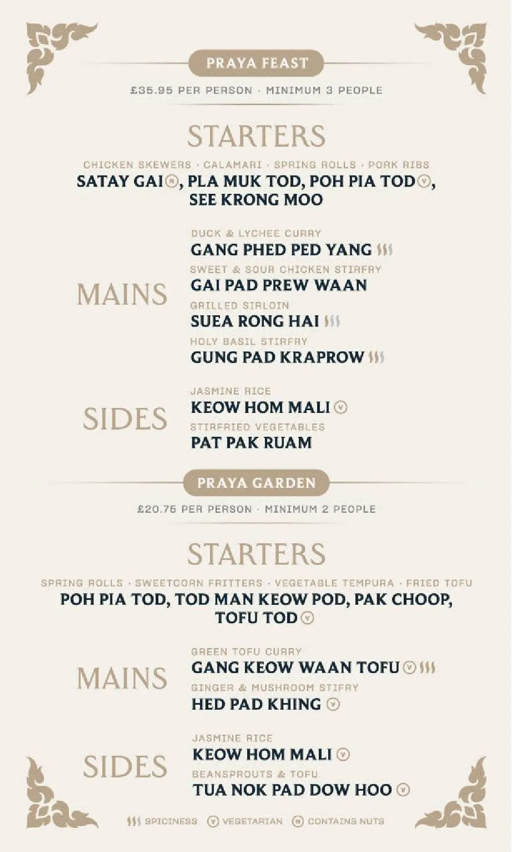 Praya Thai menu, page 2
