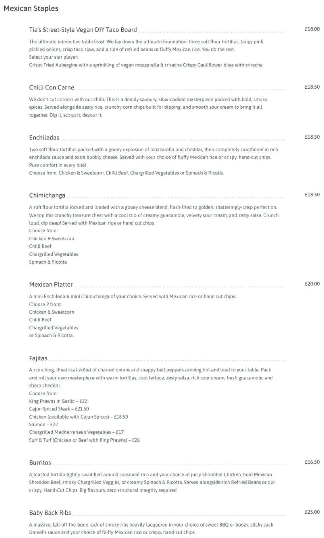 Tia's Mexican Cantina menu, page 4
