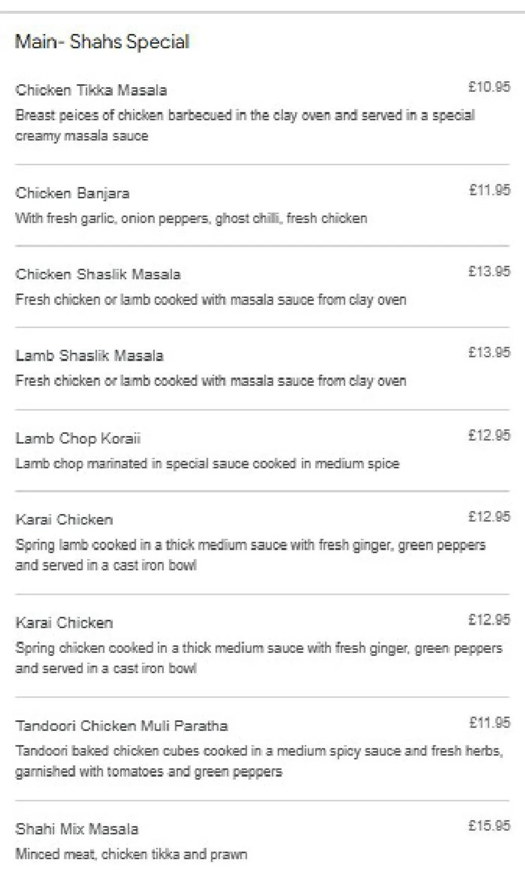 Shah Tandoori menu, page 5