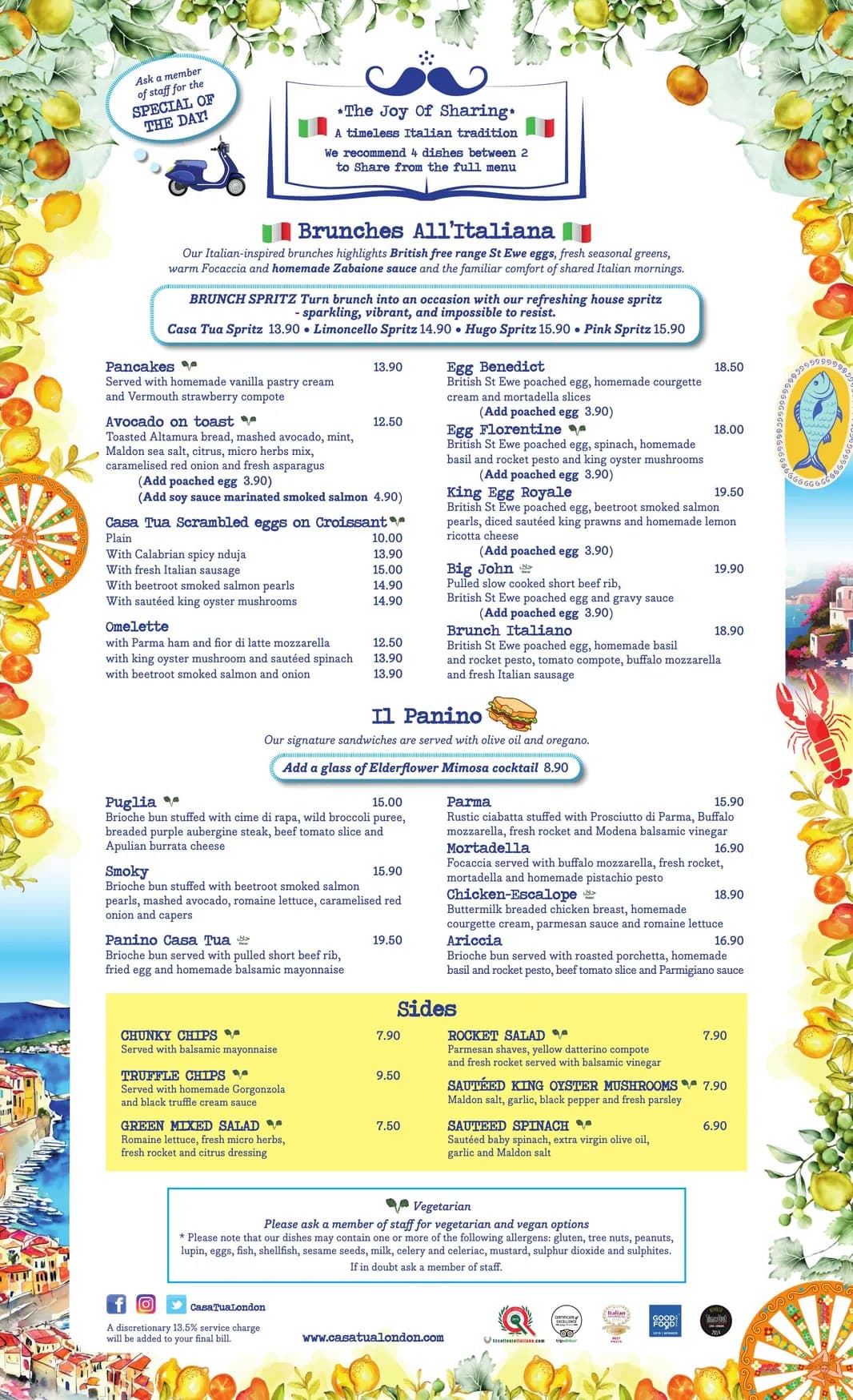 Casa Tua King's Cross menu, page 2